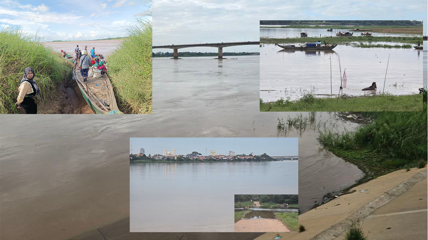 ទឹកទន្លេមេគង្គពន្លិចកំណាត់ផ្លូវដី និងផ្លូវបេតុងពីរកន្លែងប្រវែងជាងបីរយម៉ែត្រ នៅឃុំកោះសូទិន